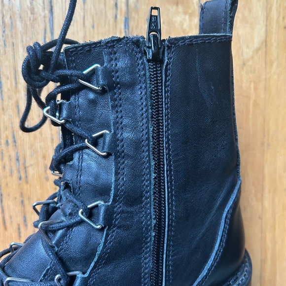 ZARA Trafaluc leather combat lace up boots - Picture 10 of 10